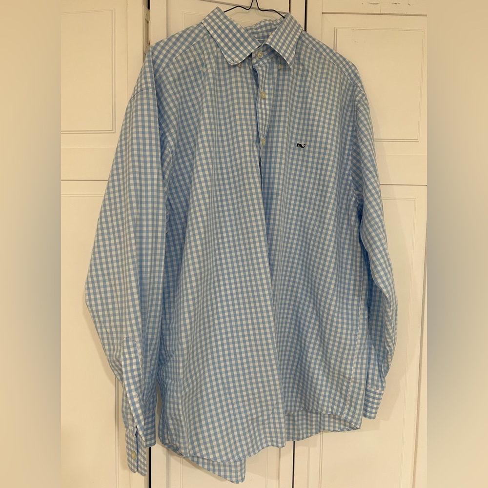 Vineyard Vines Light Blue Gingham Men's Shirt XL